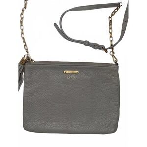 Gigi Chelsea Soft Gray Pebble Leather Crossbody Bag Quiet Luxury Coastal‎ Chic